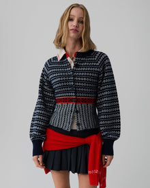 Fair Isle Sculpted  Cardigan | Midnight Combo