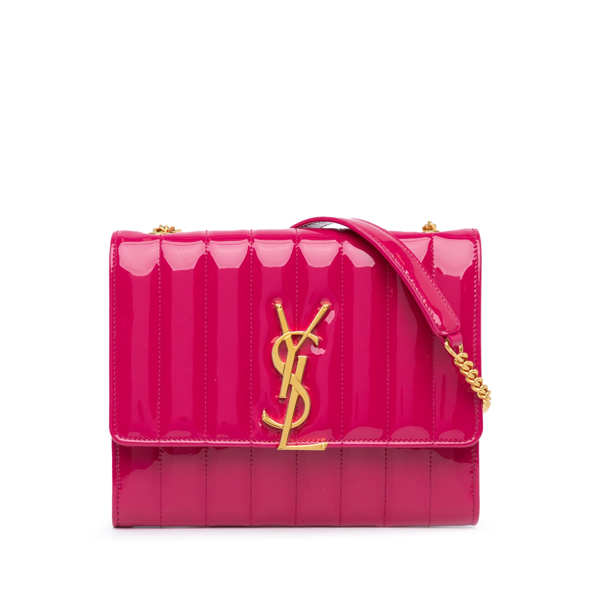 Saint Laurent | Pre-Owned Medium Patent Vicky Crossbody | Pink/Hot Pink