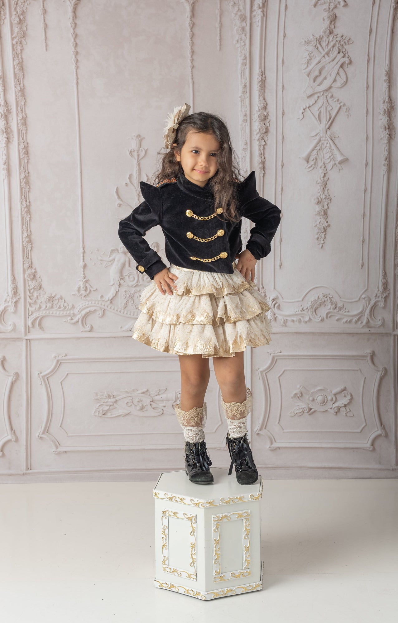 Girl | Charlie Jacquard Glitter Skirt | Gold