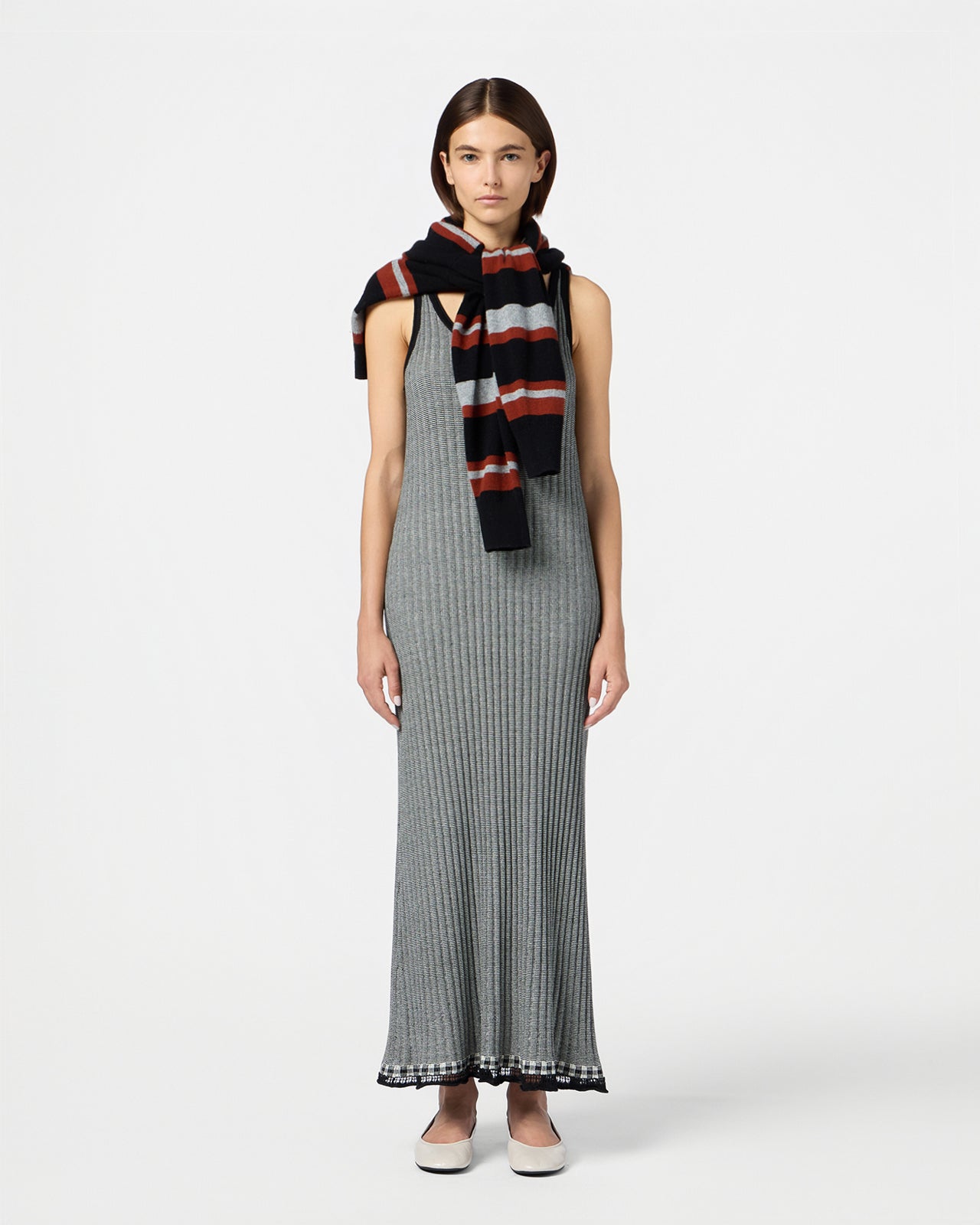 Fine Stripe Maxi Dress | Black/Cream