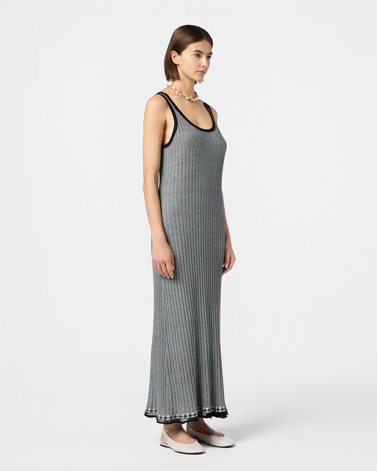 Fine Stripe Maxi Dress | Black/Cream