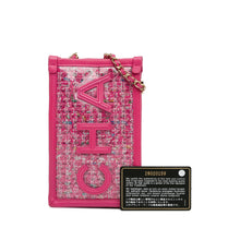Chanel | Pre-Owned Tweed and PVC Phone Clutch with Chain | Pink