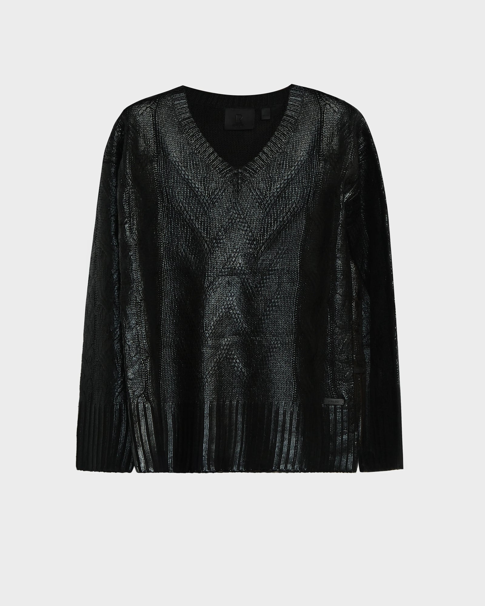 The ELLE - 8524597 Black sweater by Rudsak features a chic V-neck and stylish pattern, perfect for elevating any outfit.
