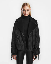 Women | ZOLA Down & Wool Fringe Jacket | Black