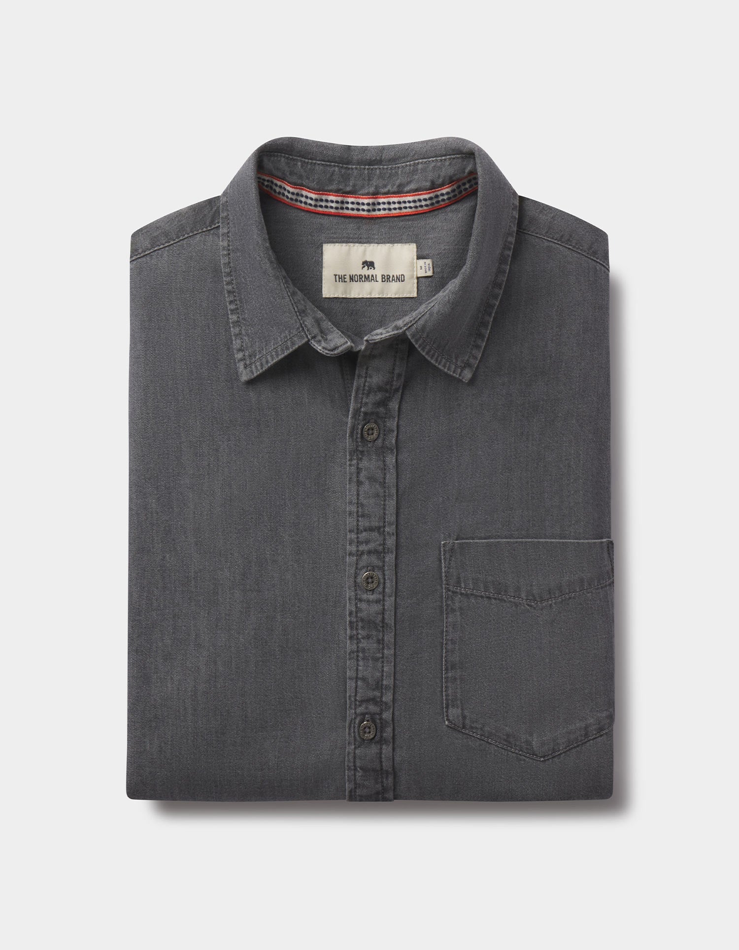 Men | Cotton Denim Long Sleeve Button Up | Grey Wash