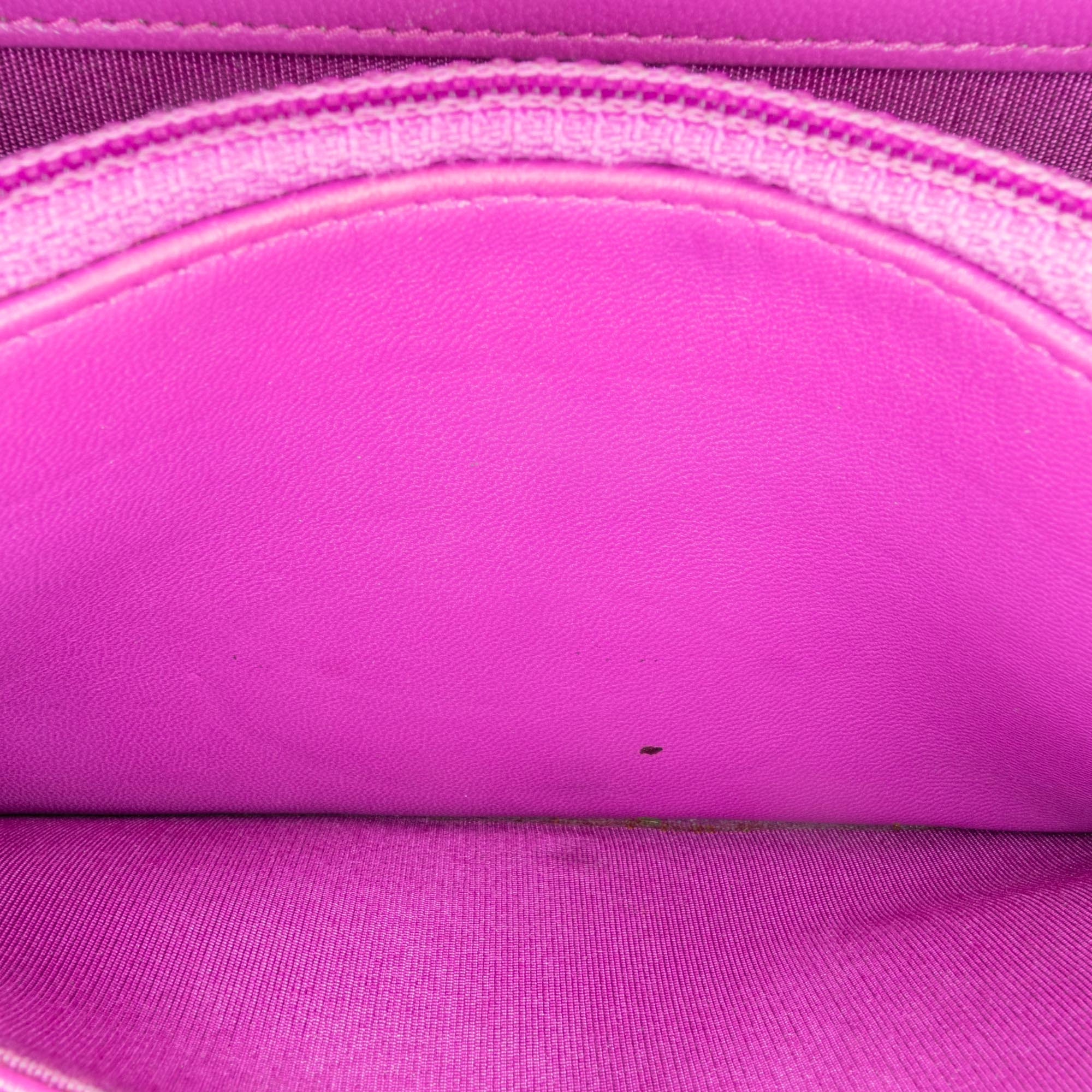 Chanel | Pre-Owned Lambskin Coco Boy Wallet On Chain | Purple/Magenta