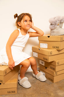 KIDS SLINGBACK MULE CHESTNUT (ELASTIC) - Australia Luxe Collective