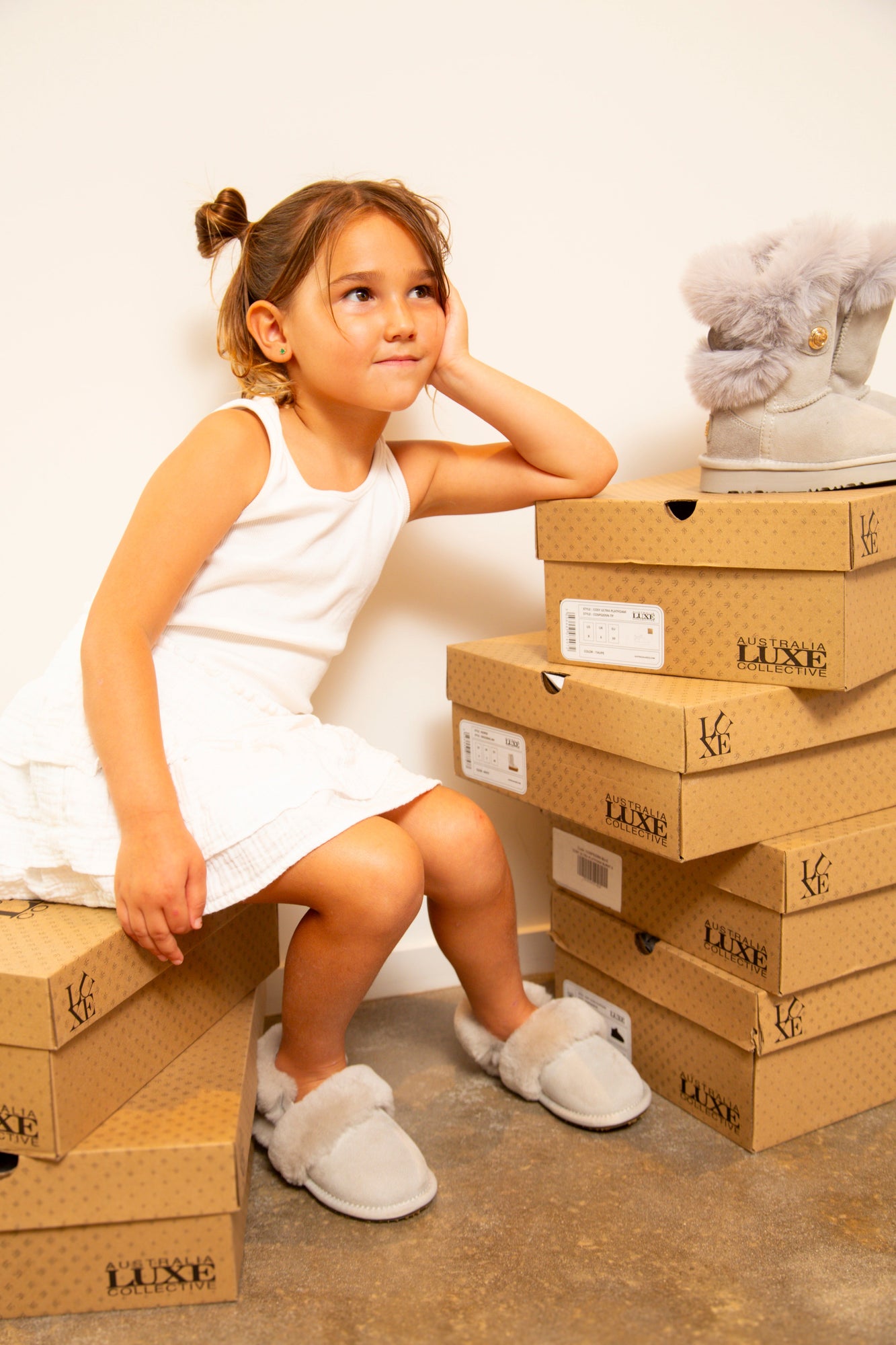 KIDS SLINGBACK MULE ICE GRAY (SHEARLING) - Australia Luxe Collective