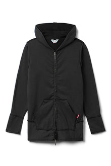 Women | Raw Edge Hip Zip-Up Hoodie | Black