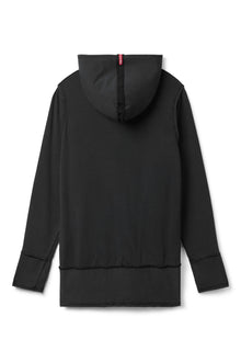 Women | Raw Edge Hip Zip-Up Hoodie | Black