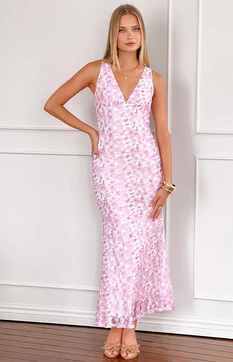 Farida Lace Maxi Dress | Pink