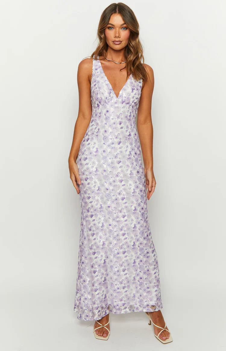 Farida Lace Maxi Dress | Purple