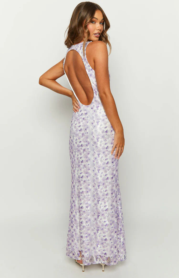 Farida Lace Maxi Dress | Purple