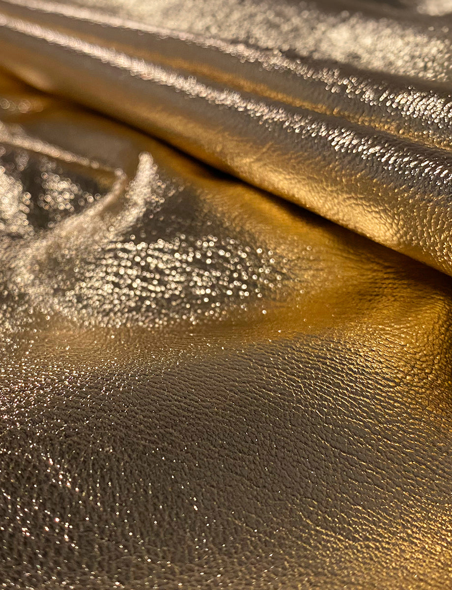 Faux Leather Micro-Mini Skirt::Goldleaf::Detail