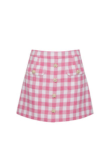 Faye Mini Skirt | Pink Boucle Grid