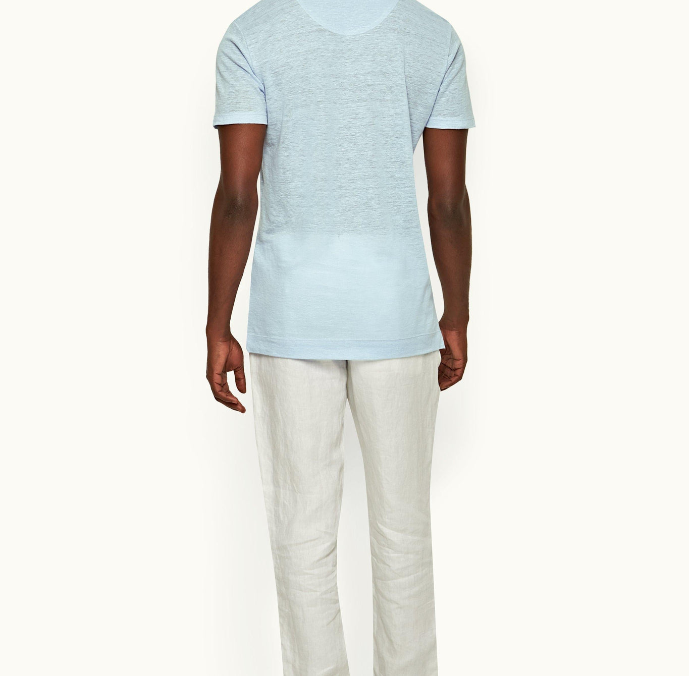 Felix Linen Resort Collar Linen Pique Polo Shirt | Powdered Sky