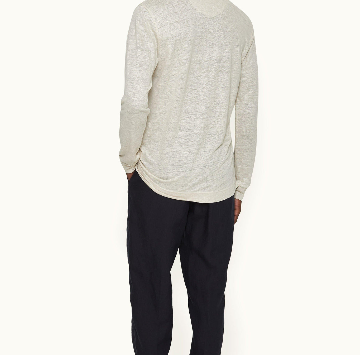 Felix Tailored Fit Long-Sleeve Slub Linen Polo Shirt | Pebble