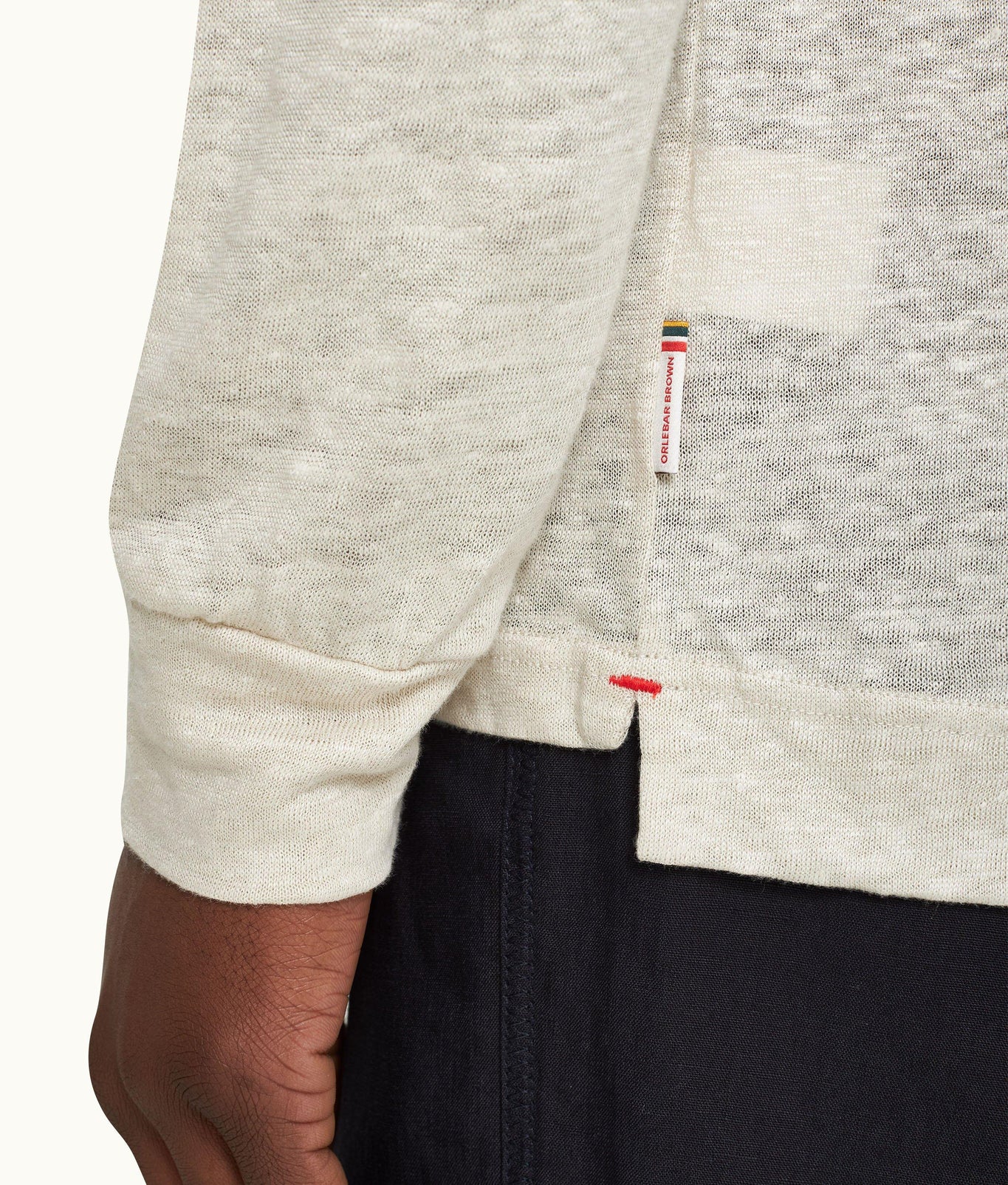 Felix Tailored Fit Long-Sleeve Slub Linen Polo Shirt | Pebble
