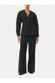 Fitted Drapey Melange Blazer | Black