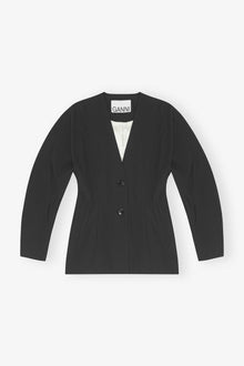 Fitted Drapey Melange Blazer | Black
