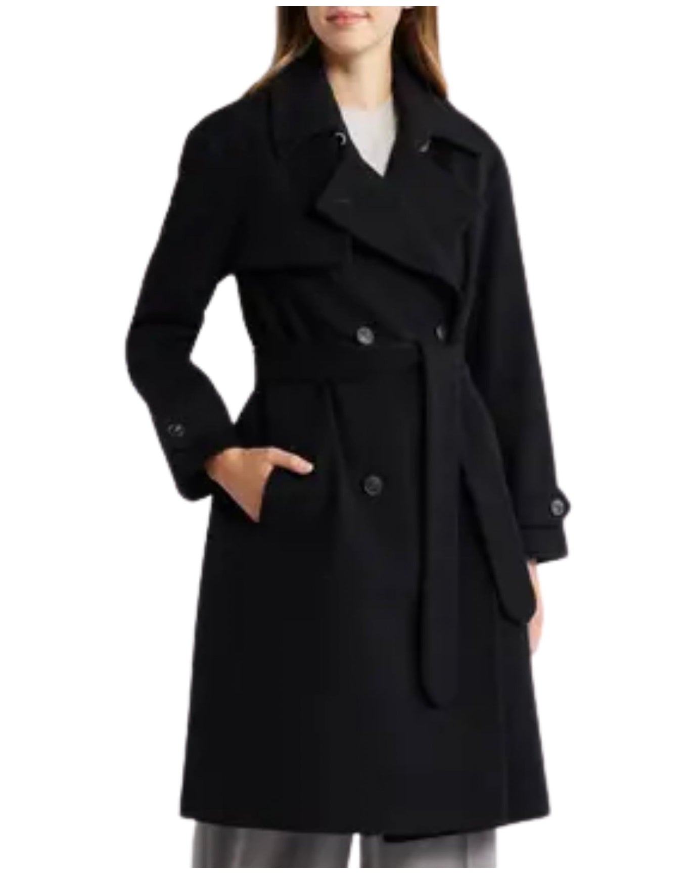 Fleurette | Women | Italian 100% Wool Trench Coat | Black