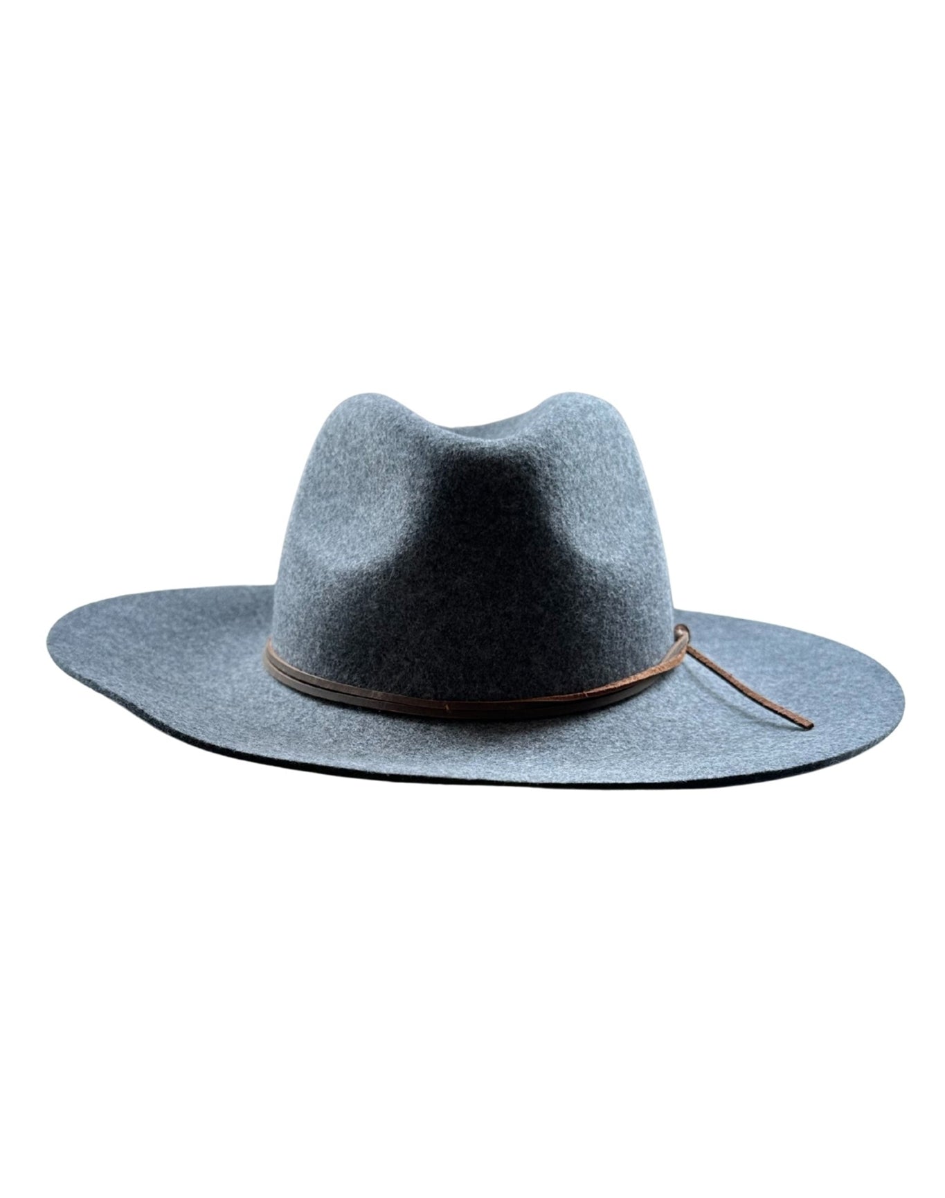 Fleurette | Women | Wool Fedora Hat With Leather Trim | Grey