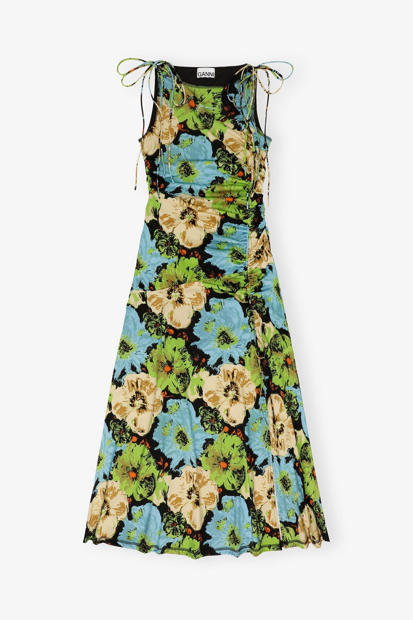 Floral Lycra Jersey Gathered Dress | Multicolour