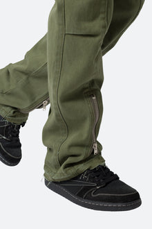 Front Zip Flare Cargo Pants | Olive