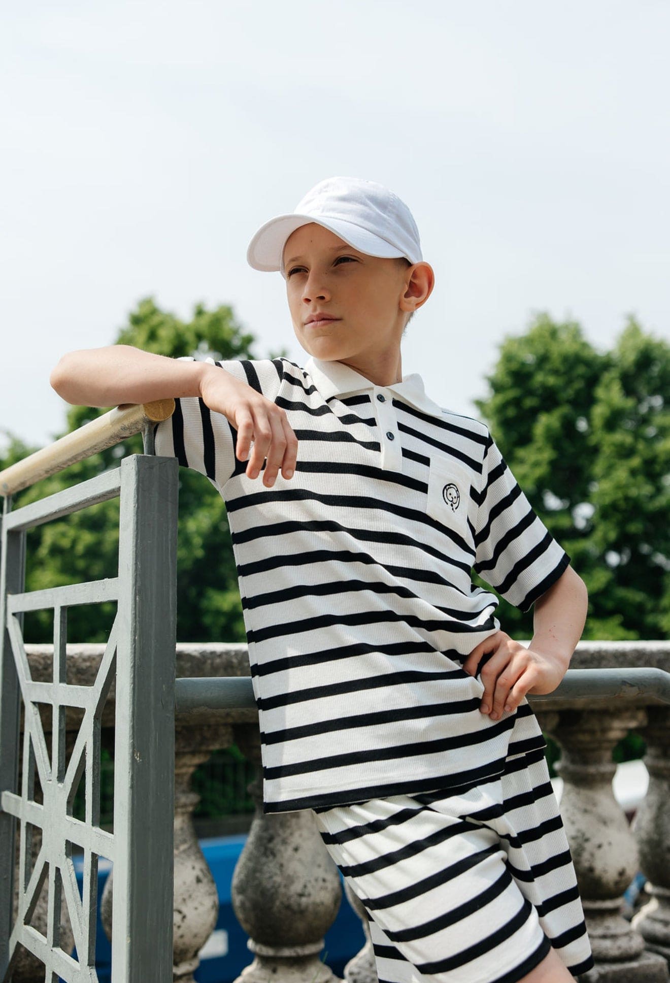 Boy | Monaco and Striped Boys' Top and Shorts Set | Black x White