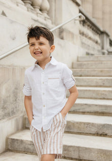 Ashton Striped Linen Shorts and Top Set - Petite Maison Kids