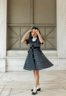 Girl | Orea and Tweed Dress | Black x Silver
