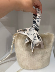 Unisex | and Striped Logo Chiffon Scarf | Black x Beige