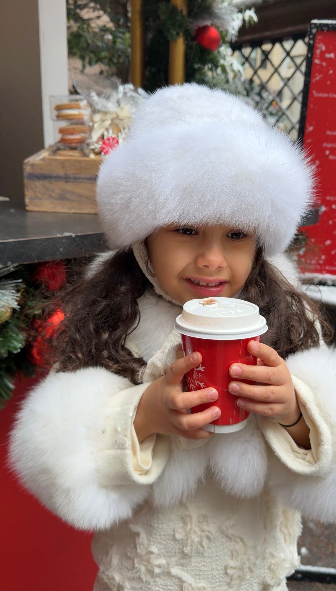 Girl | Ava Kids Fox Fur Hat | Ivory