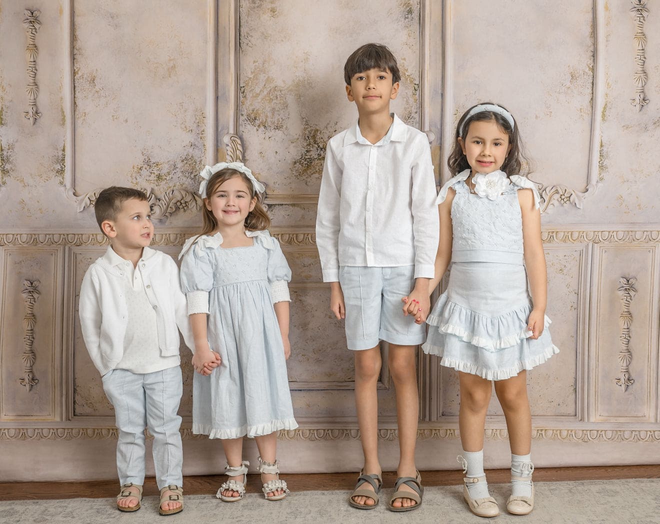 Charlotte Baby Blue Linen Romper - Petite Maison Kids