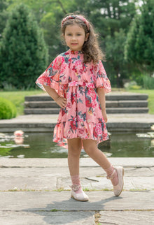 Girl | Flora Flower Print Dress | Pink