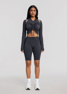 Drawstring Crop Top | Charcoal