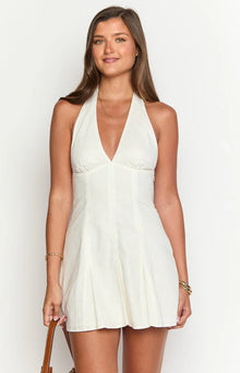 Gabriette Linen Blend Mini Dress | White