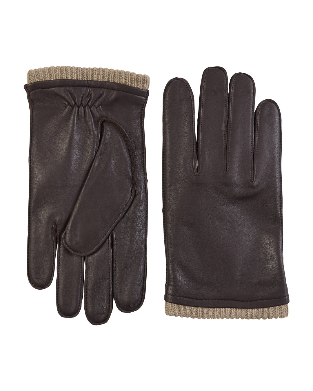 Bruno Magli | Men | Nappa Leather Glove W/Cashmere Rib Cuff | Brown