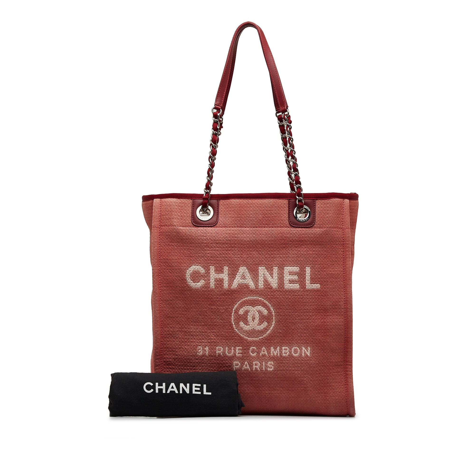Chanel | Pre-Owned Mini Mixed Fibers Deauville Tote | Red/Dark Red