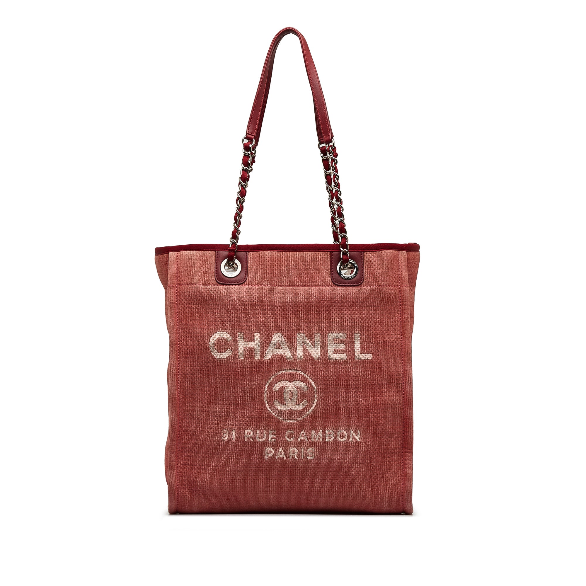 Chanel | Pre-Owned Mini Mixed Fibers Deauville Tote | Red/Dark Red