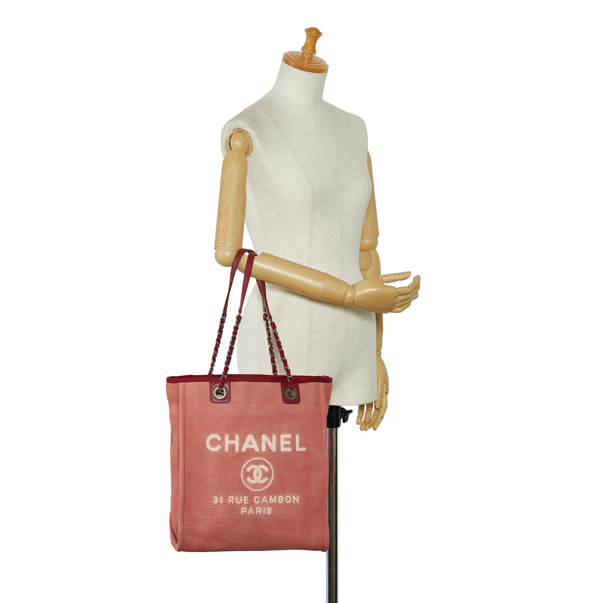 Chanel | Pre-Owned Mini Mixed Fibers Deauville Tote | Red/Dark Red