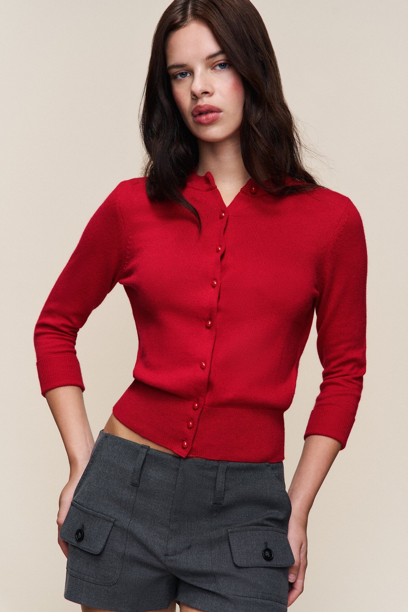 Womens | Emelie Wool Cardigan | Red Love