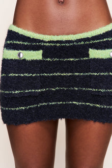 Womens | Carline Mini Skirt | Navy Green Stripe