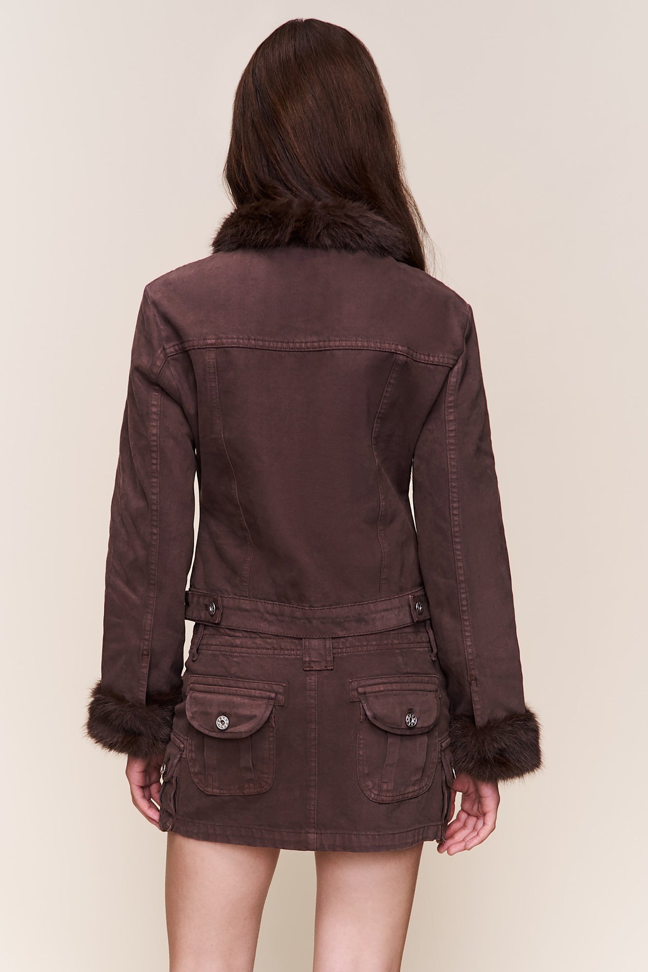 Womens | Ares Faux Fur Jacket | Chocolate