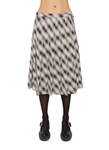 Womens | Gibson Pleated Skirt | Brown/Blue Plaid