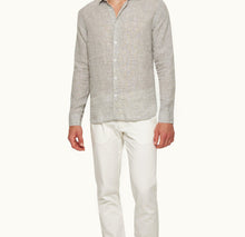 Giles Linen Classic Collar Tailored Fit Linen Shirt | Graphite/White