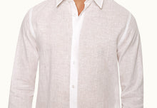 Giles Linen Tailored Fit Classic Collar Linen Shirt | Matchstick/White