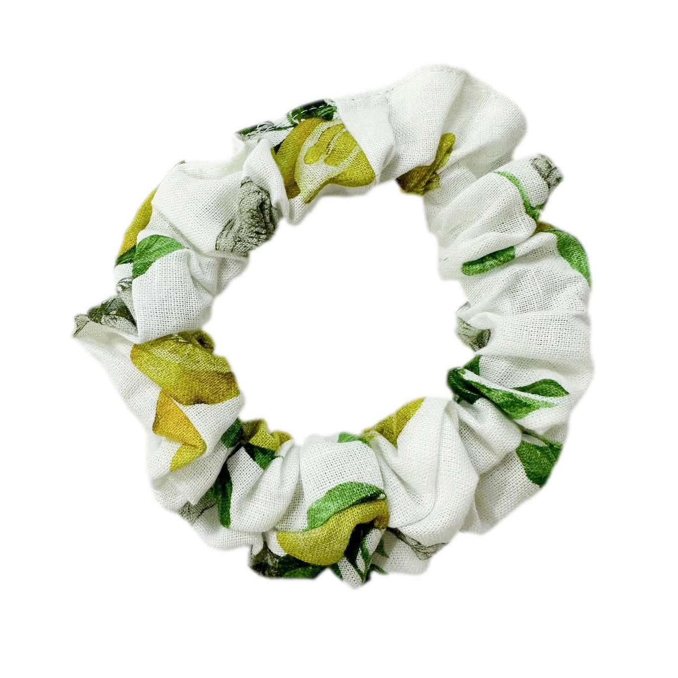 Girl | Amalfi Lemon Print Linen Scrunchie | White x yellow x green