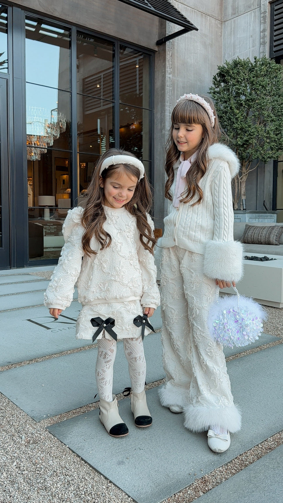 Girl | Ava Ivory Flower Bow Skirt