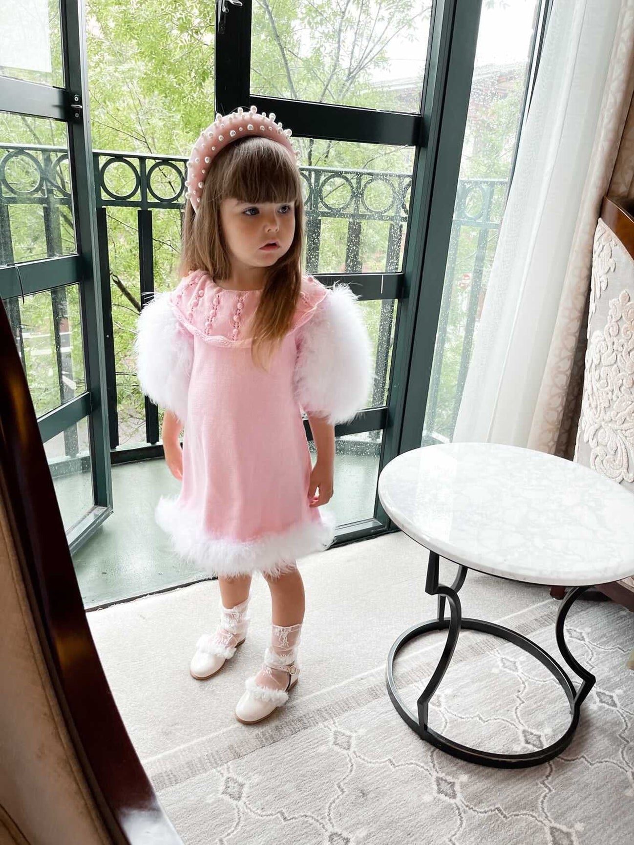 Girl | Ella Knit Feather Dress | Pink